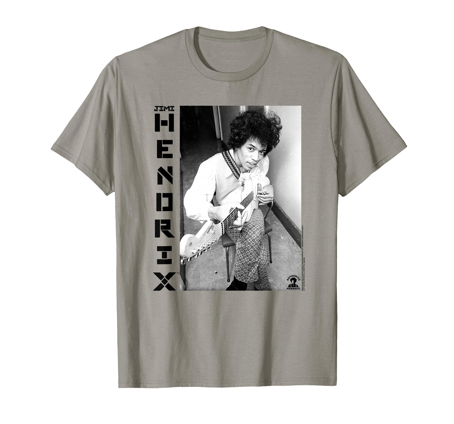 Jimi Hendrix Black and White Guitar Portrait Vintage Music T-Shirt