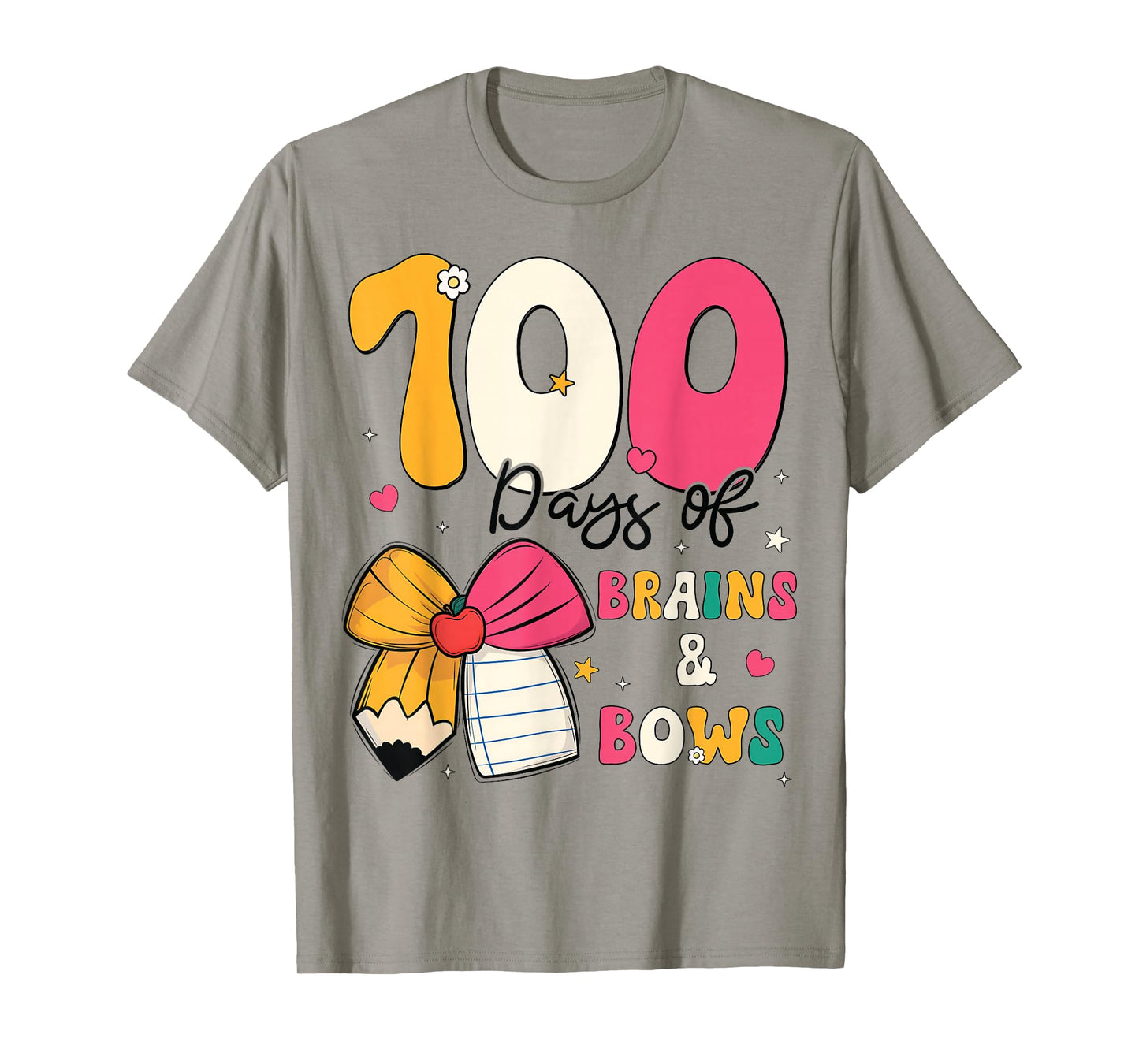 100 Days of School Brains and Bows 100th Day of School Girls T-Shirt
