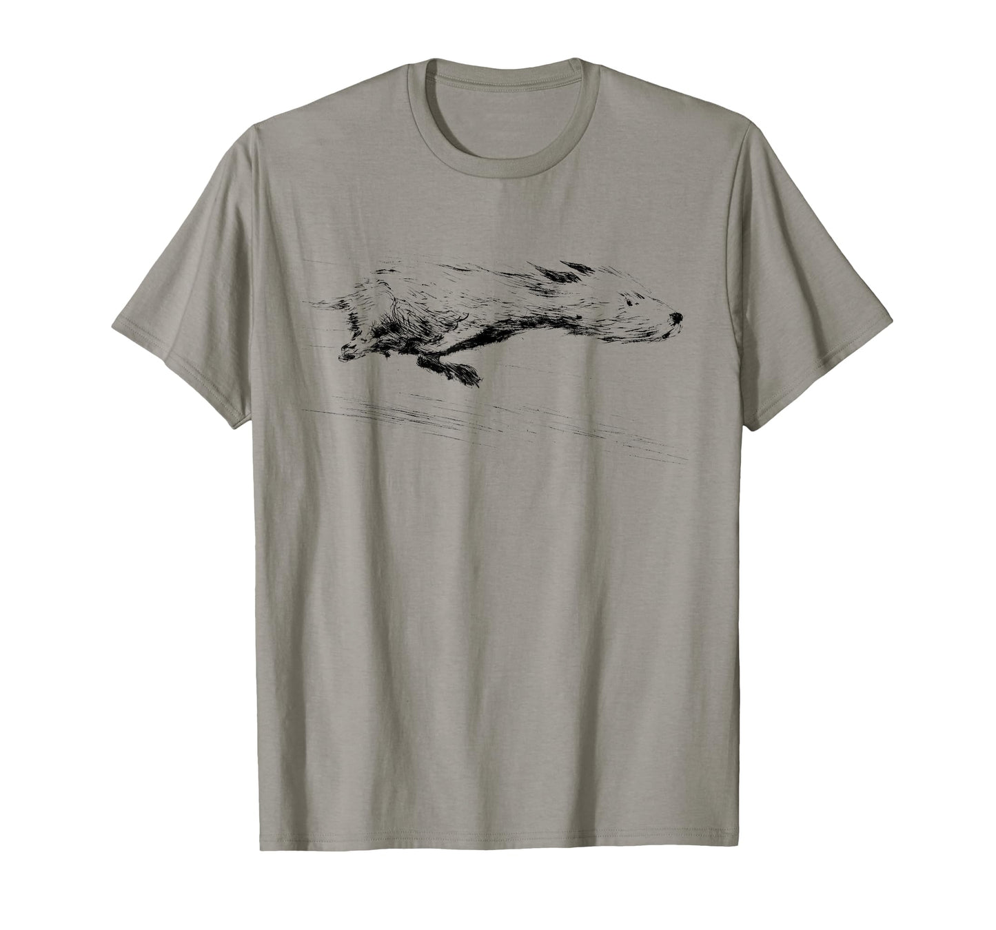 Running Dog Art Sketch Vintage Print T-Shirt