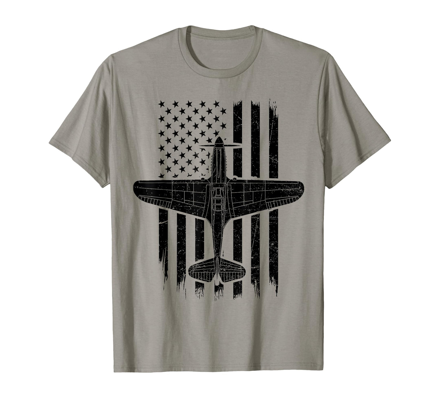 P-40 Warhawk Flag US Military WW2 Fighter Aircraft Bomber T-Shirt