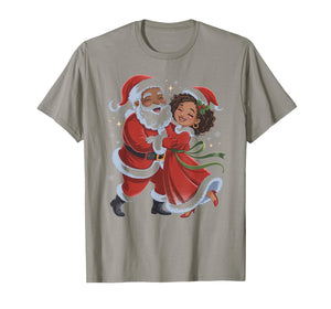 African American Santa Dancing with Mrs Claus Couple Dance T-Shirt