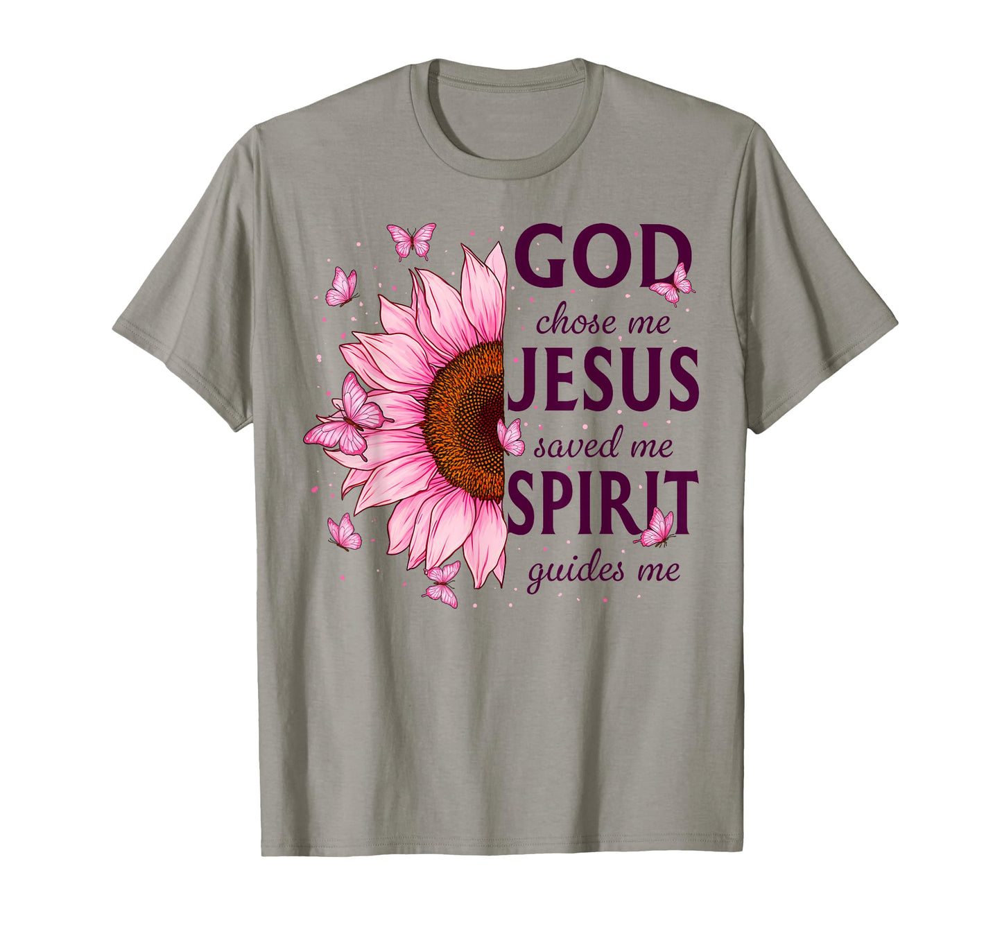 Christian Faith God Chose Me Jesus Saved Me Pink Sunflower T-Shirt