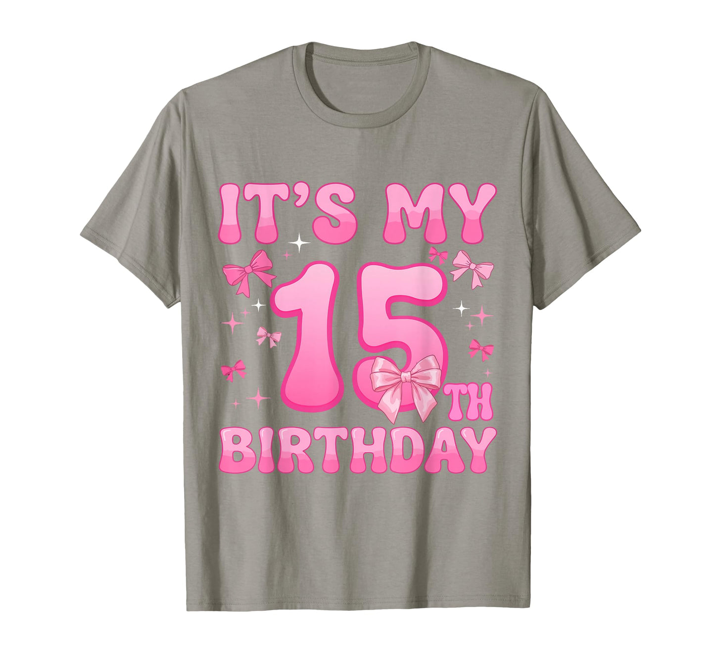 15th Birthday Shirt Girls Coquette Bow 15 Year Old Birthday T-Shirt