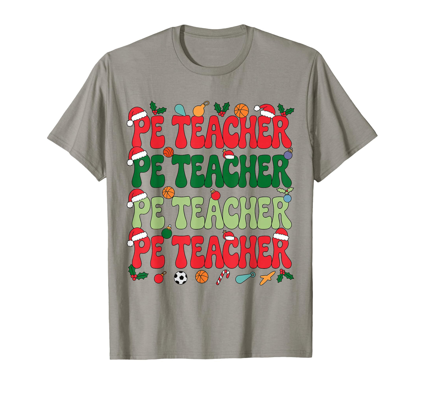 PE Teacher Christmas Retro Physical Education Xmas Men Women T-Shirt