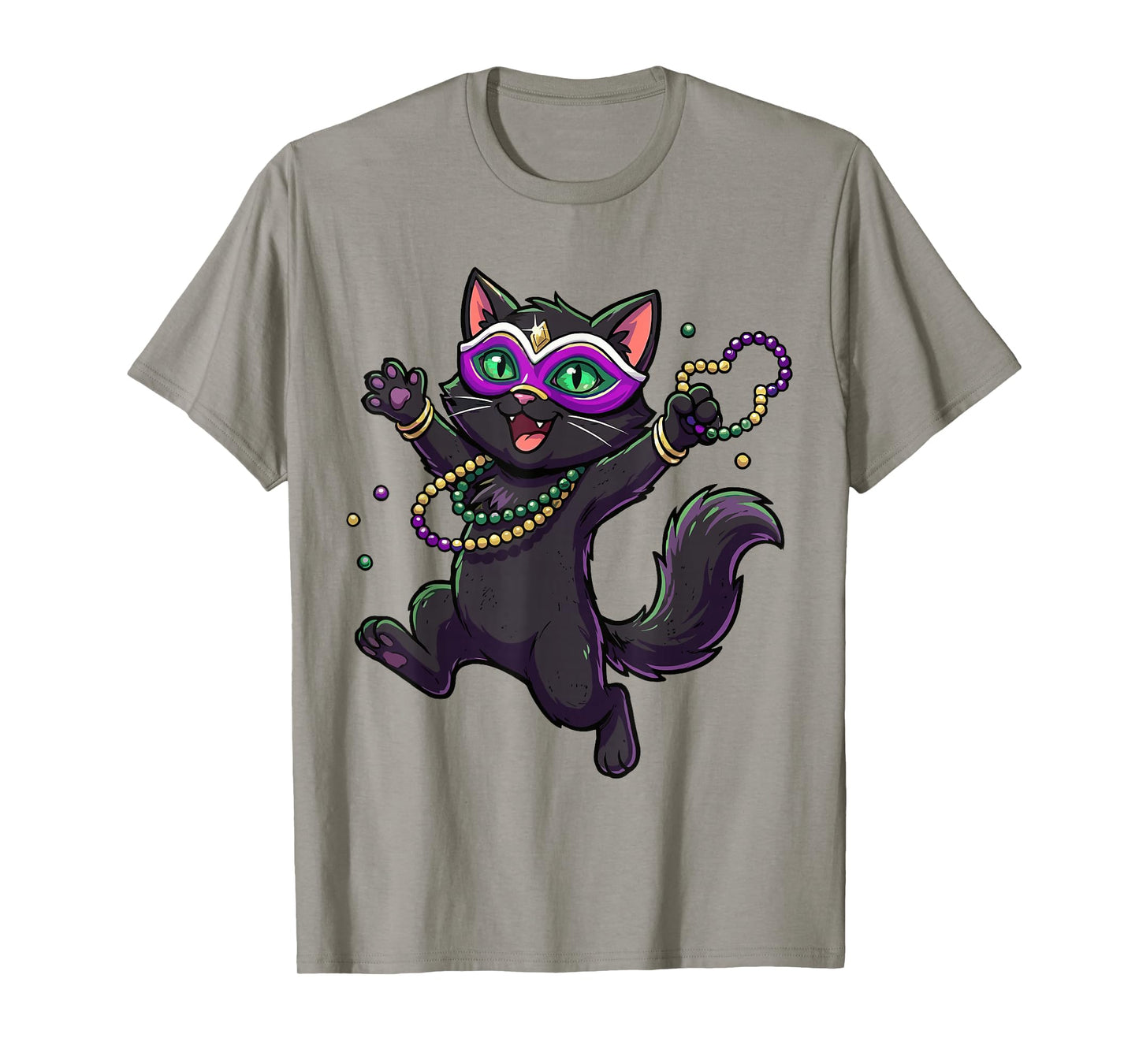 Cute Mardi Gras Cat for Women Girls Cat Lovers Carnival Mask T-Shirt