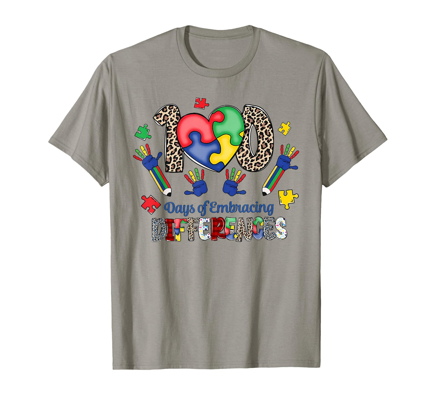 100 Days of Making Difference 100th Day of School Autism Kid T-Shirt