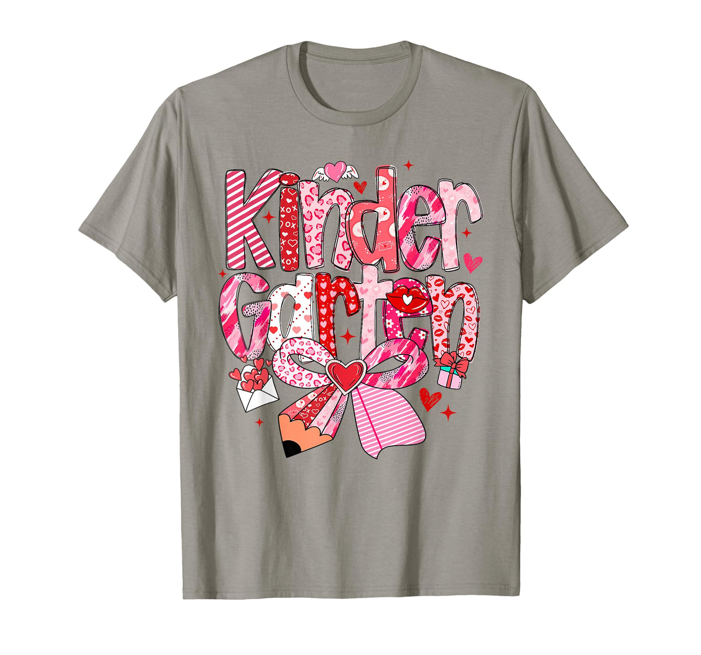Kindergarten Valentines Day Coquette Bow Teachers Girls Kids T-Shirt