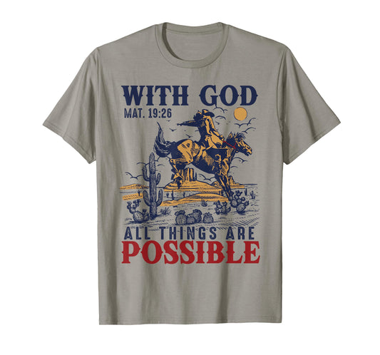 Cowboy Bible Scripture Verse Western Jesus for Mens Faith T-Shirt