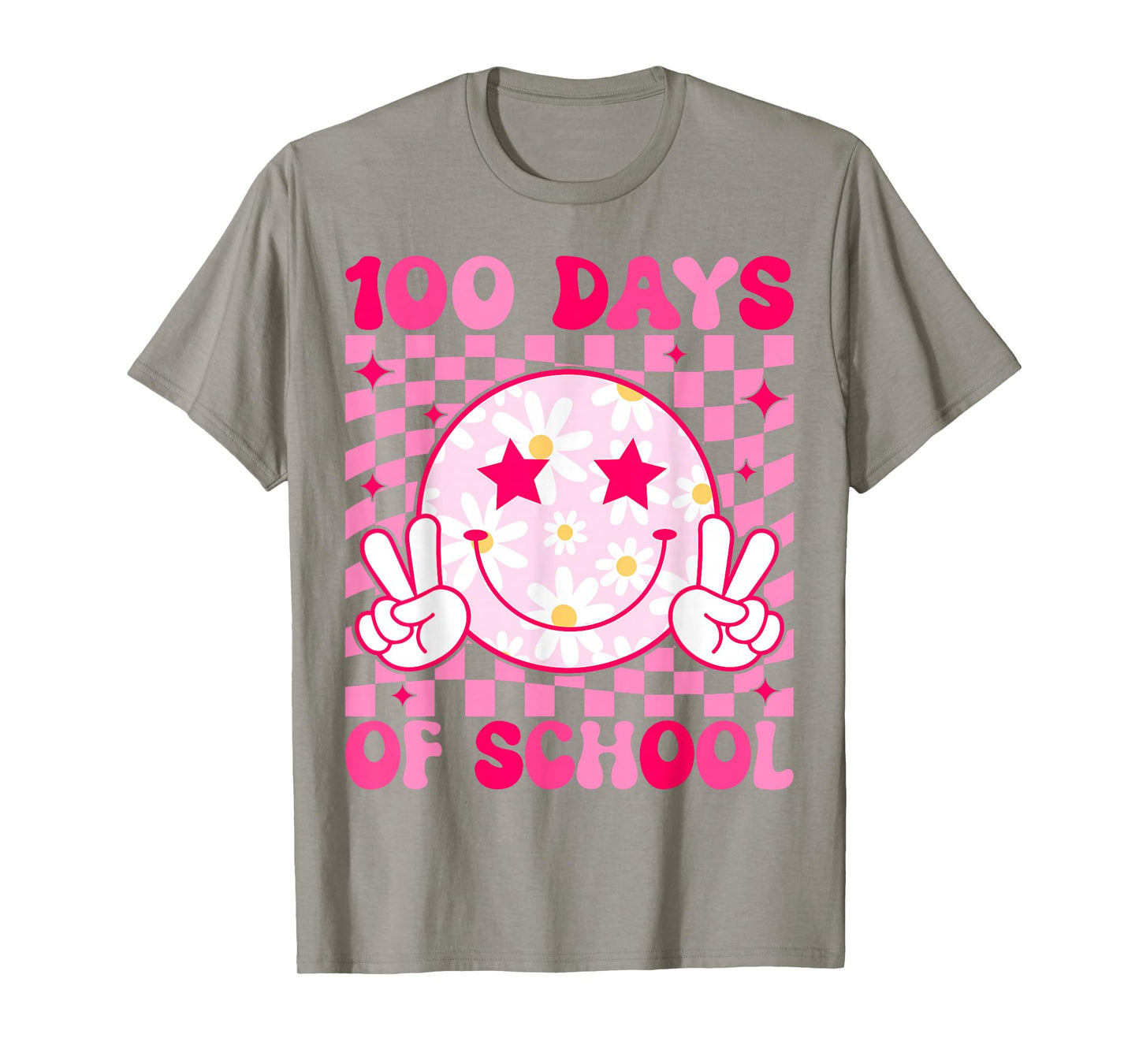 Retro Groovy 100 Days of School Happy Face 100th Day School T-Shirt