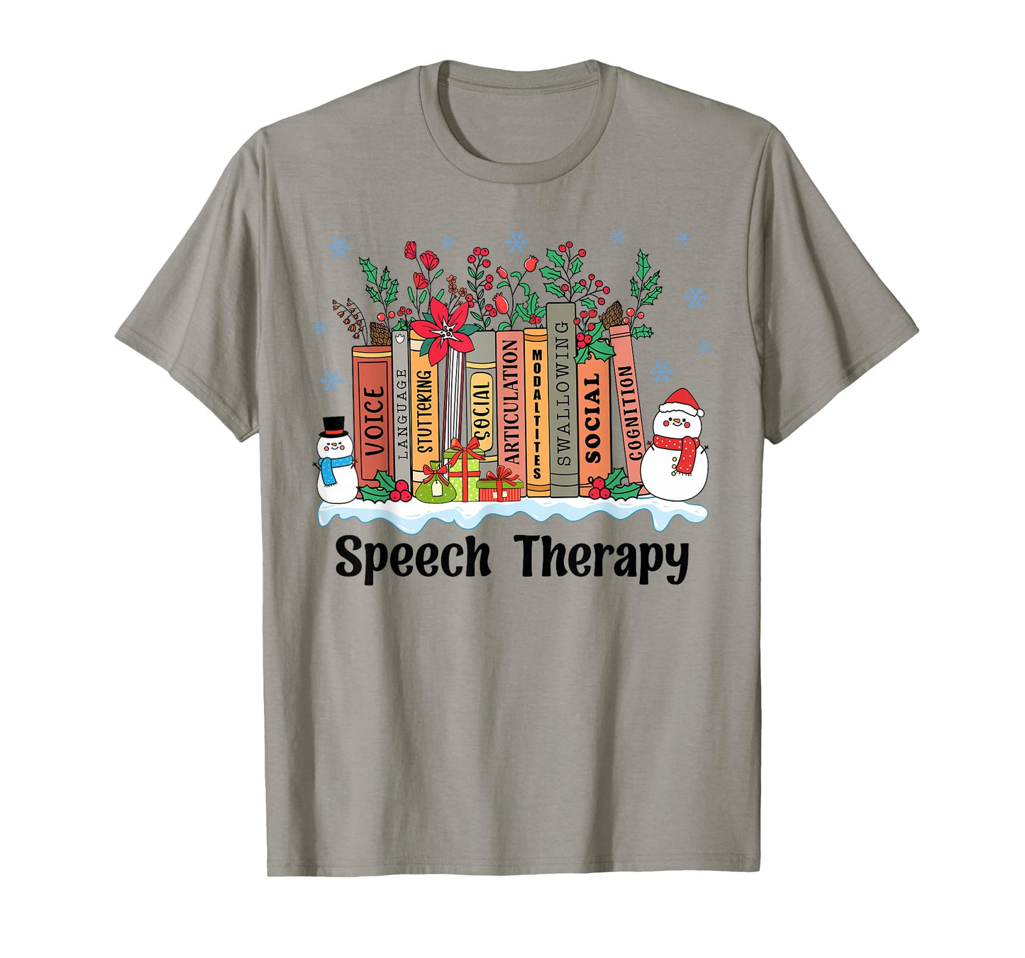 Speech Therapy Christmas Books Speech Language Pathologist T-Shirt