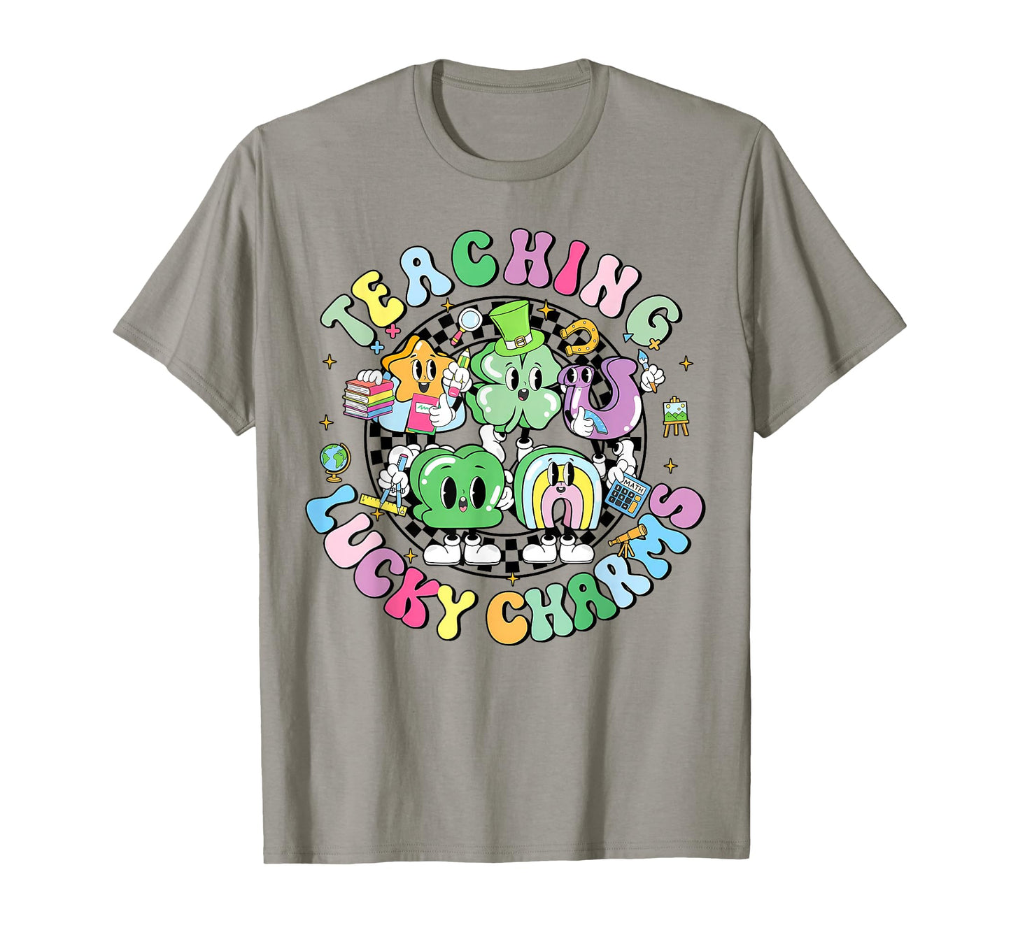 Checkered Teaching Lucky Charms St Patricks Day Teachers T-Shirt