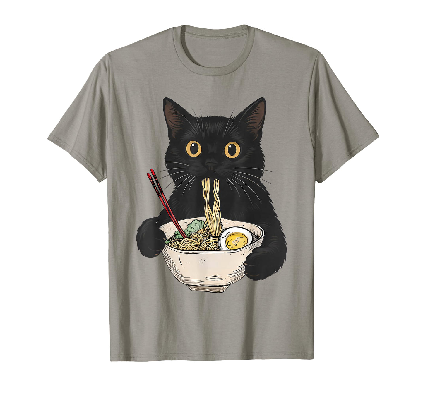Funny Cat Eating Noodles Cute Cat Men Women Kids T-Shirt