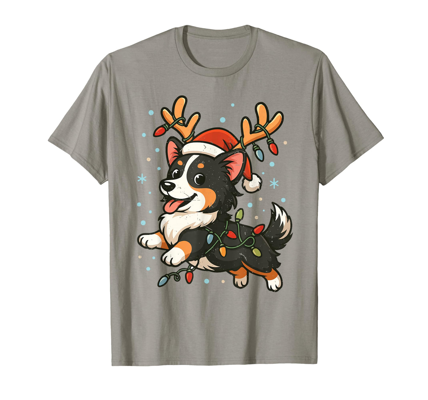 Funny Reindeer Tri Color Corgi Christmas Pajama Costume Pjs T-Shirt