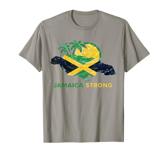 Jamaica Strong I Love Jamaican Flag Heart Women Men T-Shirt