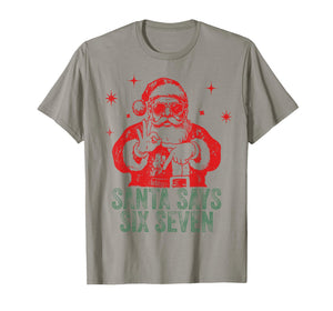Christmas Santa Says Six Seven Hands Sign Funny 6 7 Meme T-Shirt