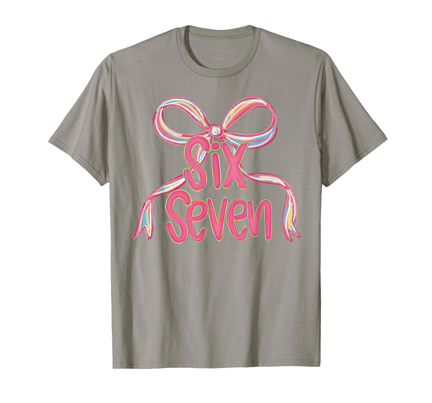 67 Six Seven Coquette Pink Bow Funny 6 7 Meme Girls Kids T-Shirt