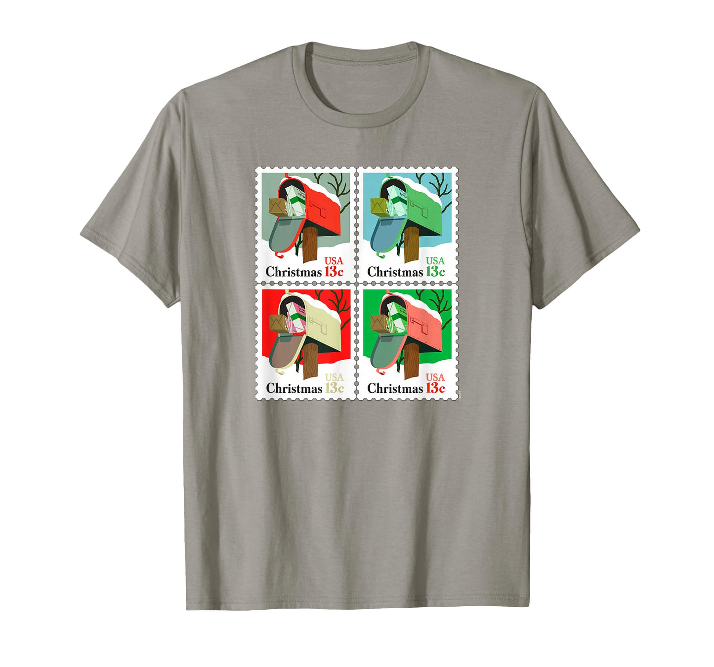 USPS Christmas Stamps Winter Mailbox Pop Art Post Office T-Shirt