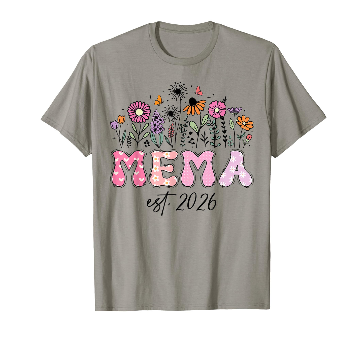 Mema Est. 2026 Pink Wildflower Promoted to Mema T-Shirt