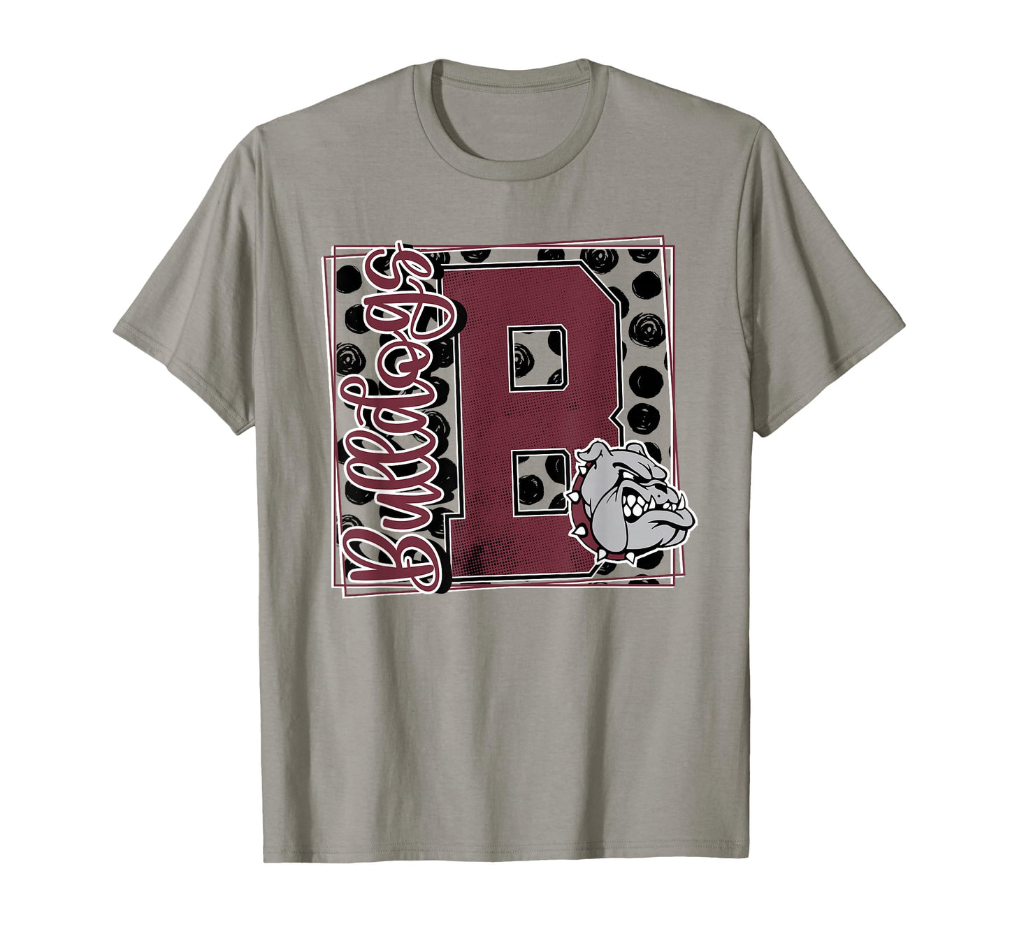 Bulldogs School Spirit Mascot Maroon Bulldog Game Day T-Shirt