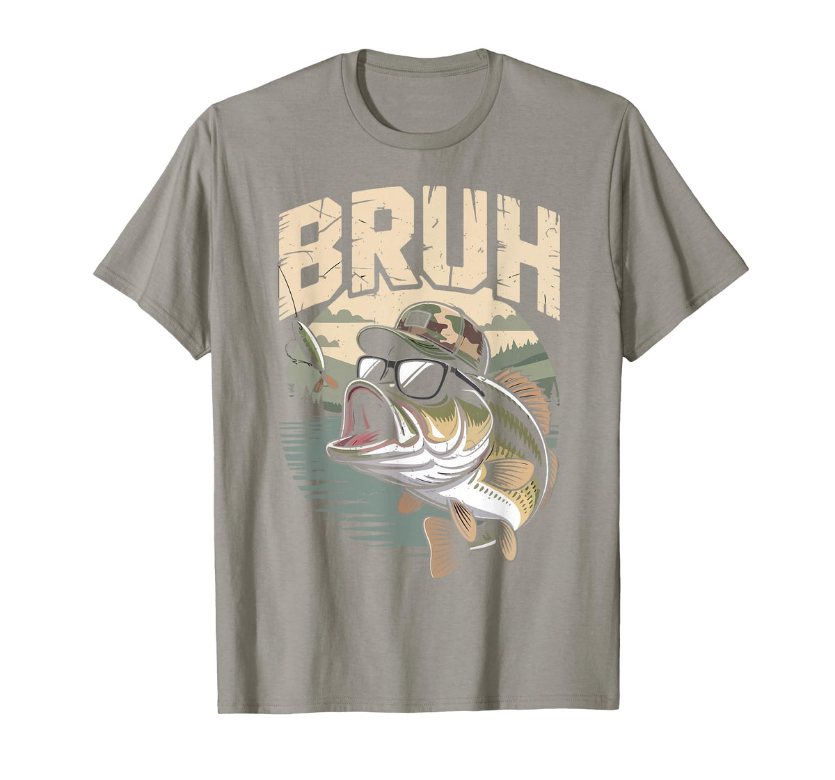 Youth Fishing Camo Bass Fish Bruh Funny Fisherman Toddler T-Shirt
