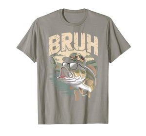 Youth Fishing Camo Bass Fish Bruh Funny Fisherman Toddler T-Shirt