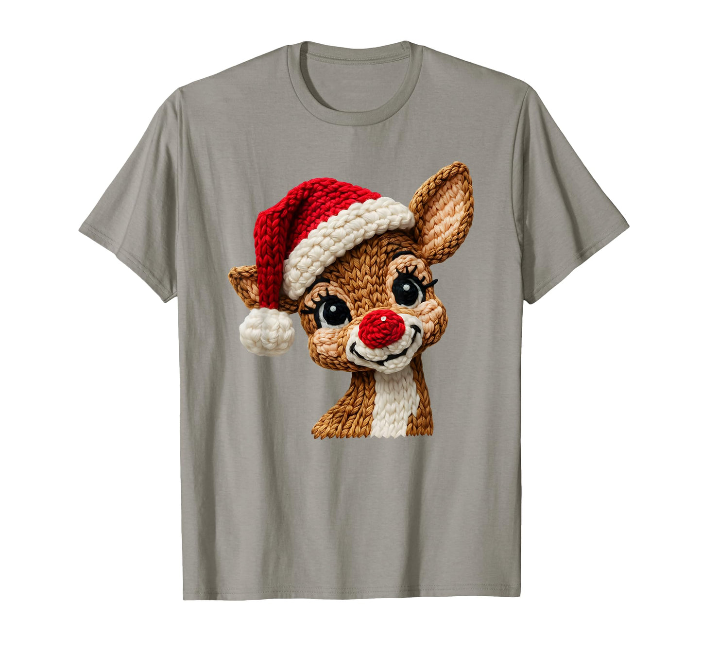 Crochet Reindeer Face Merry Christmas Girly Kids Toddler T-Shirt
