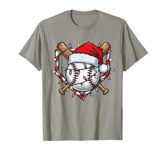 Funny Christmas Baseball Santa Hat for Baseball Players Fans T-Shirt