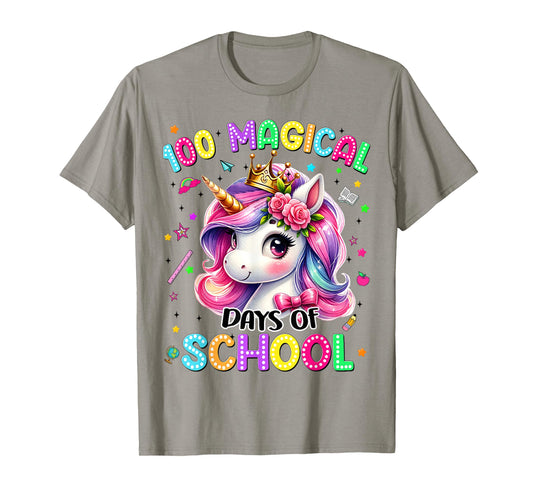 100 Magical Day of School Unicorn 100th Teacher Toddler Girl T-Shirt