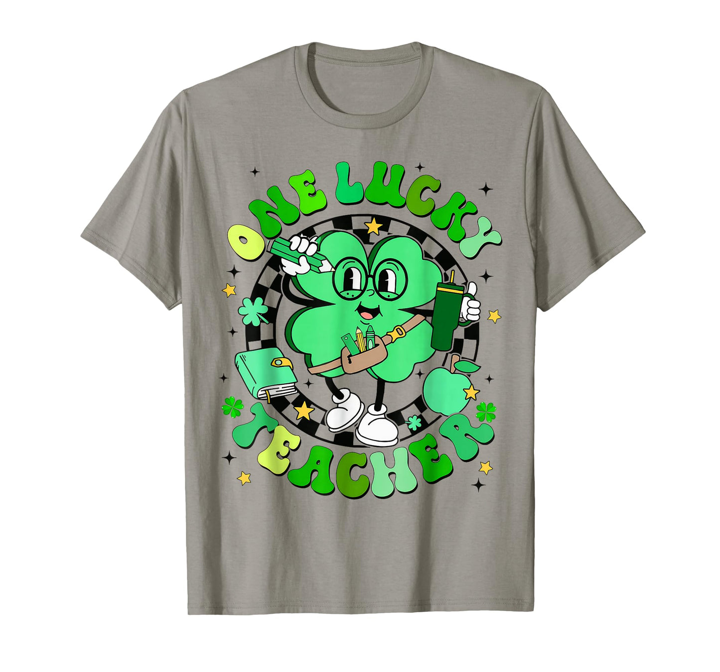 Groovy Shamrock One Lucky Teacher St Patricks Day T-Shirt