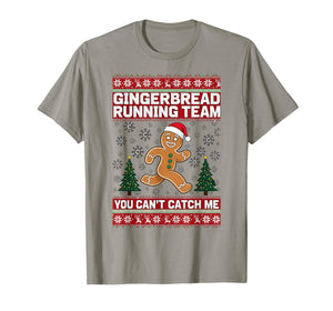 Christmas Gingerbread Running Team Funny Xmas Tee Boys Moms T-Shirt