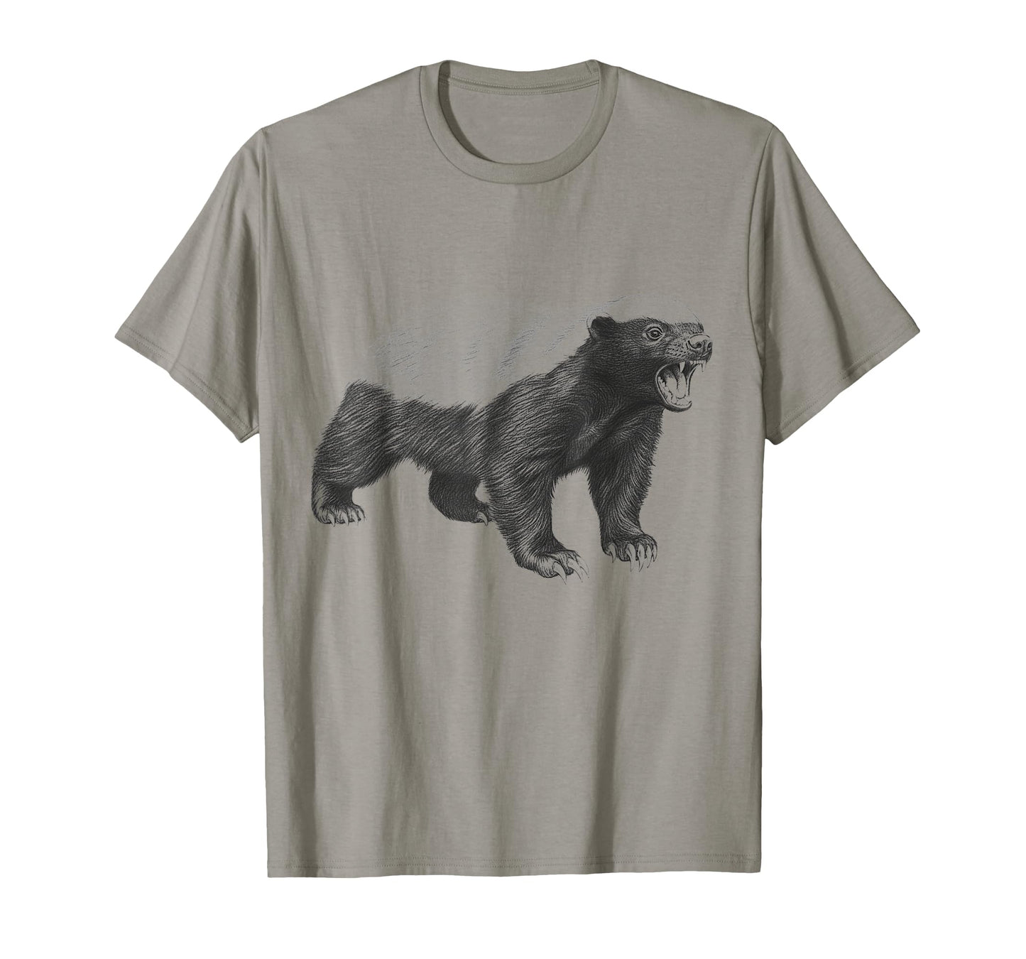 Vintage Honey Badger Drawing Realistic Wildlife Animal Art T-Shirt