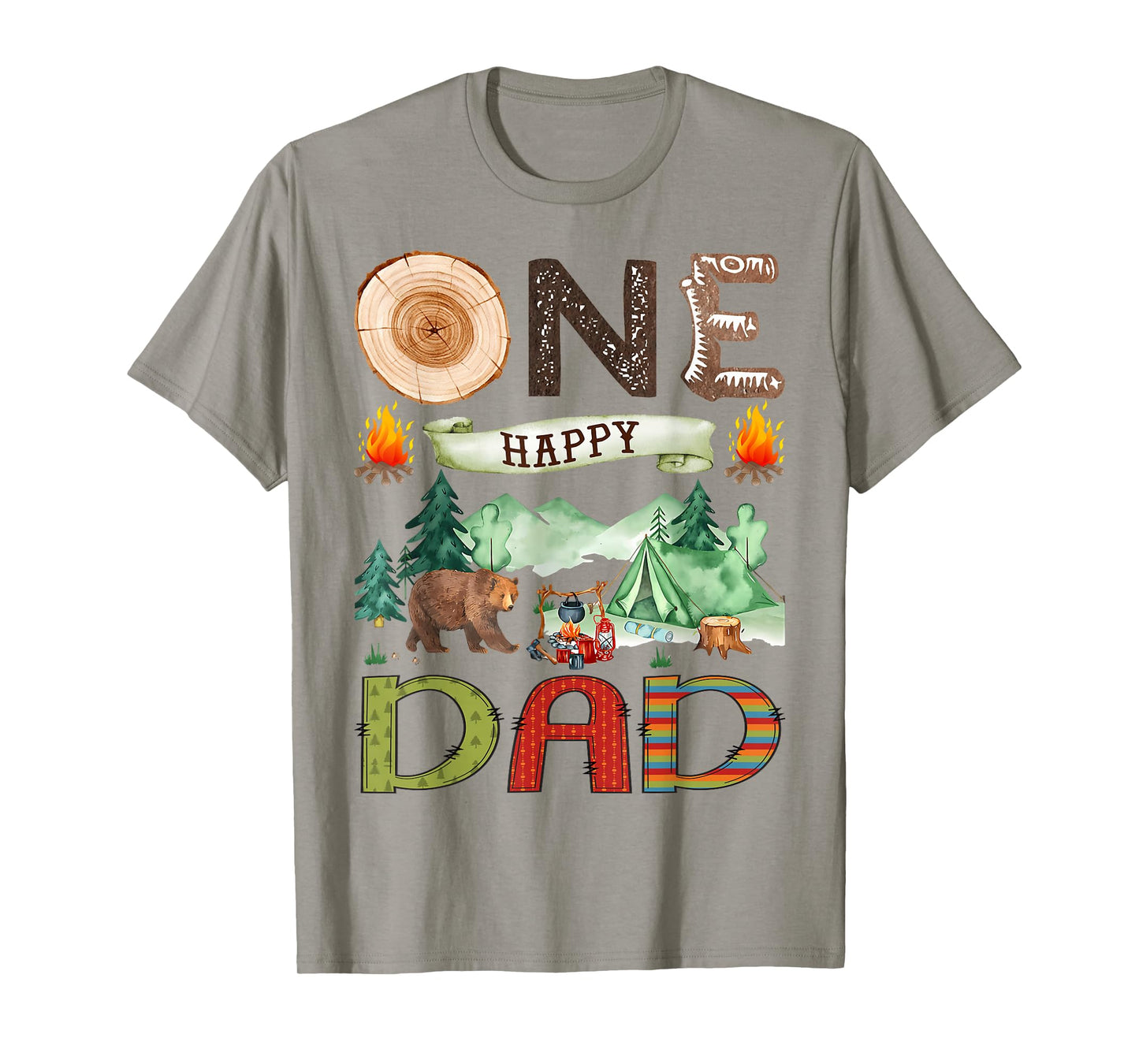 One Happy Dad Camper 1st Birthday Boy Camping Bear T-Shirt