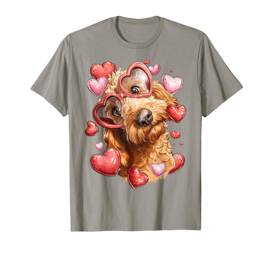 Golden Doodle Dog Goldendoodle Valentine's Day Heart T-Shirt