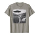 UFO Distressed Orange Tabby Cat Selfie with Invasion Alien T-Shirt