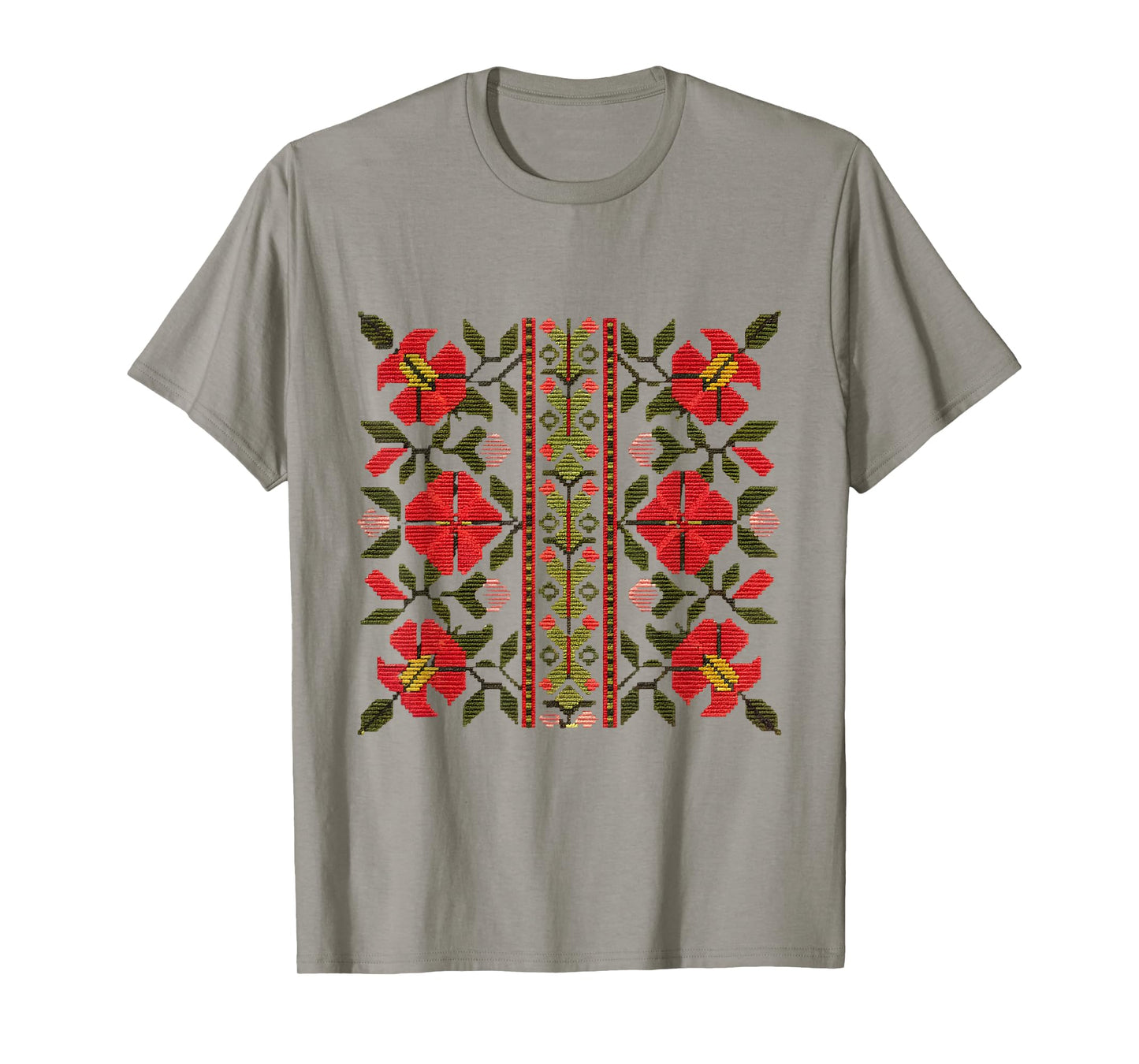 Traditional Bulgarian Shevitsa Floral Pattern T-Shirt