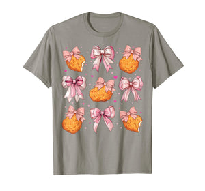 Chicken Nugget Nug Girl Pink Coquette Bow T-Shirt