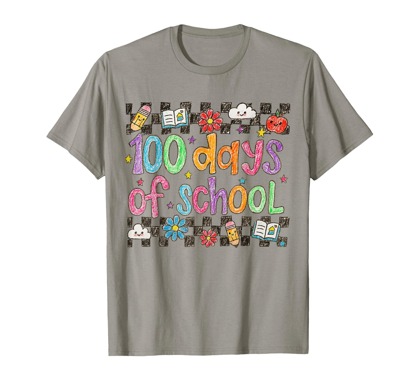 100 Days of School Crayon Handwriting Style Teacher T-Shirt