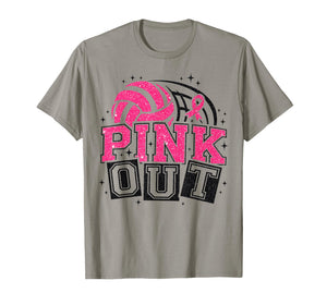 Pink Out Volleyball Breast Cancer Awareness Support Ribbon T-Shirt