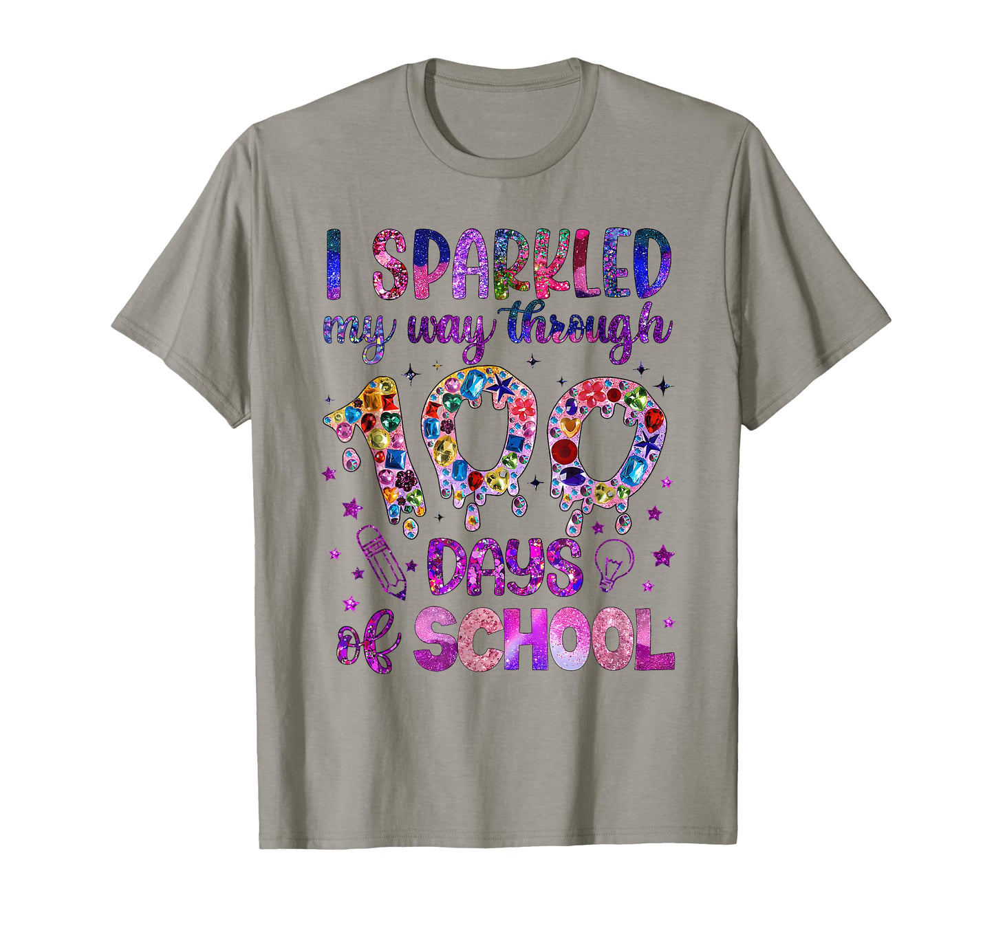 I Sparkled My Way Through 100 Days of School Funny Print T-Shirt