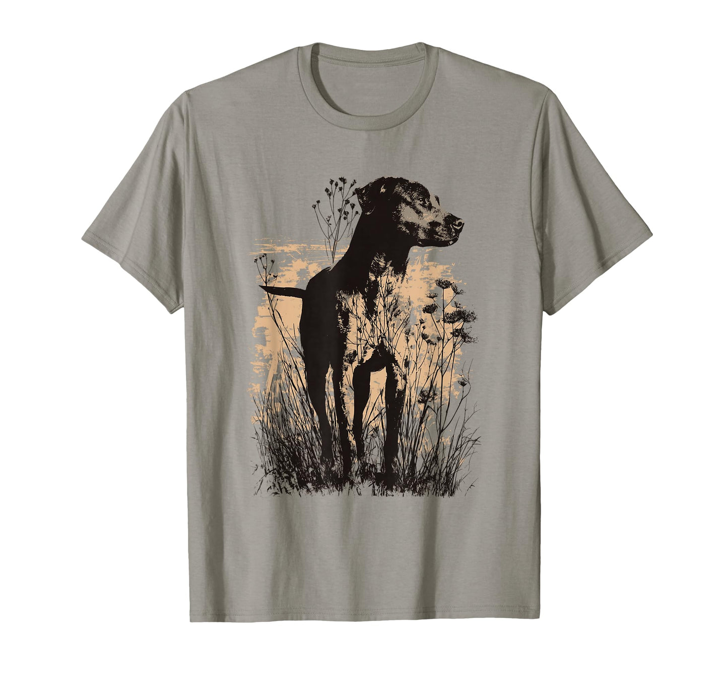 Wild Grass Lab Pit Mix Dog Countryside Art Design T-Shirt