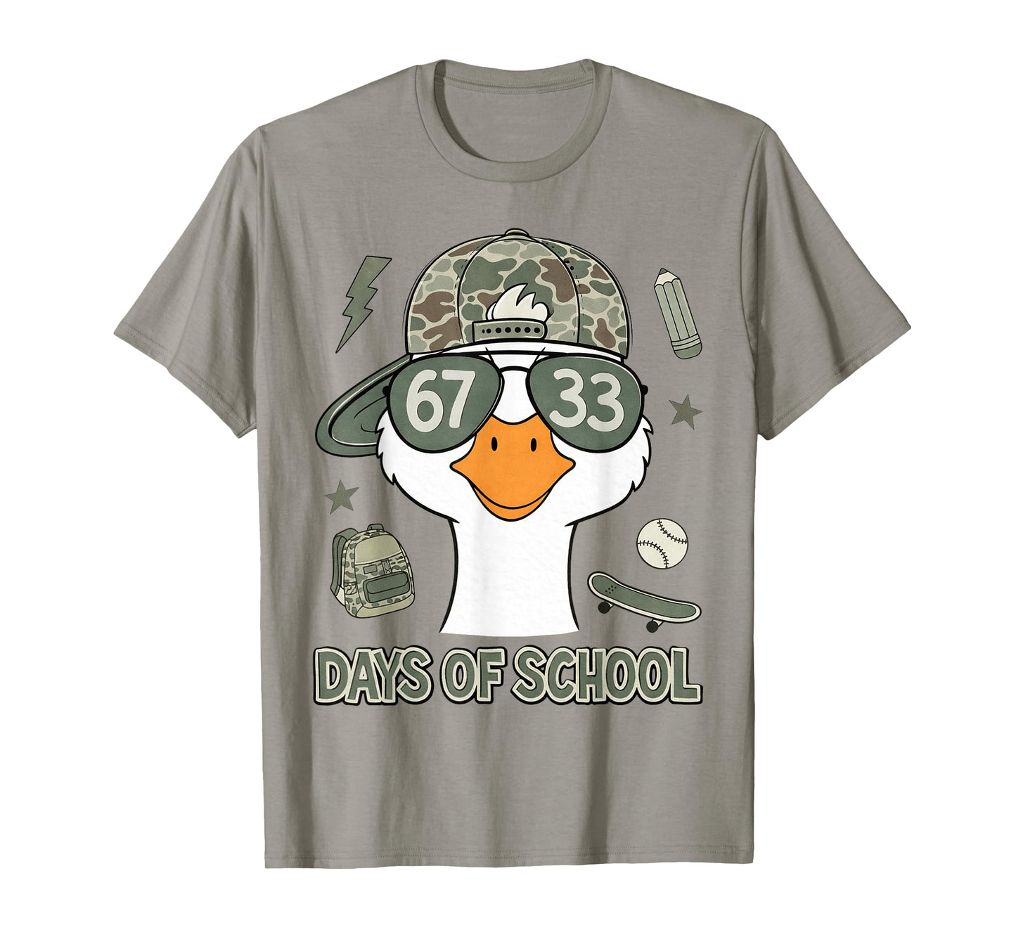 Goose 67+33 Days of School 100 Days Goose Camo Boys T-Shirt