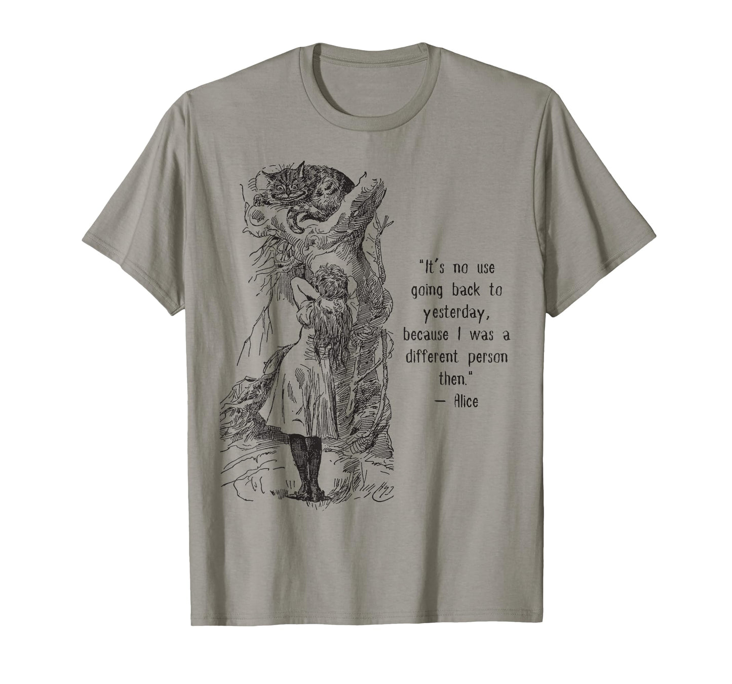 Alice Adventures Wonderland Vintage Book Quote Lewis Carrol T-Shirt