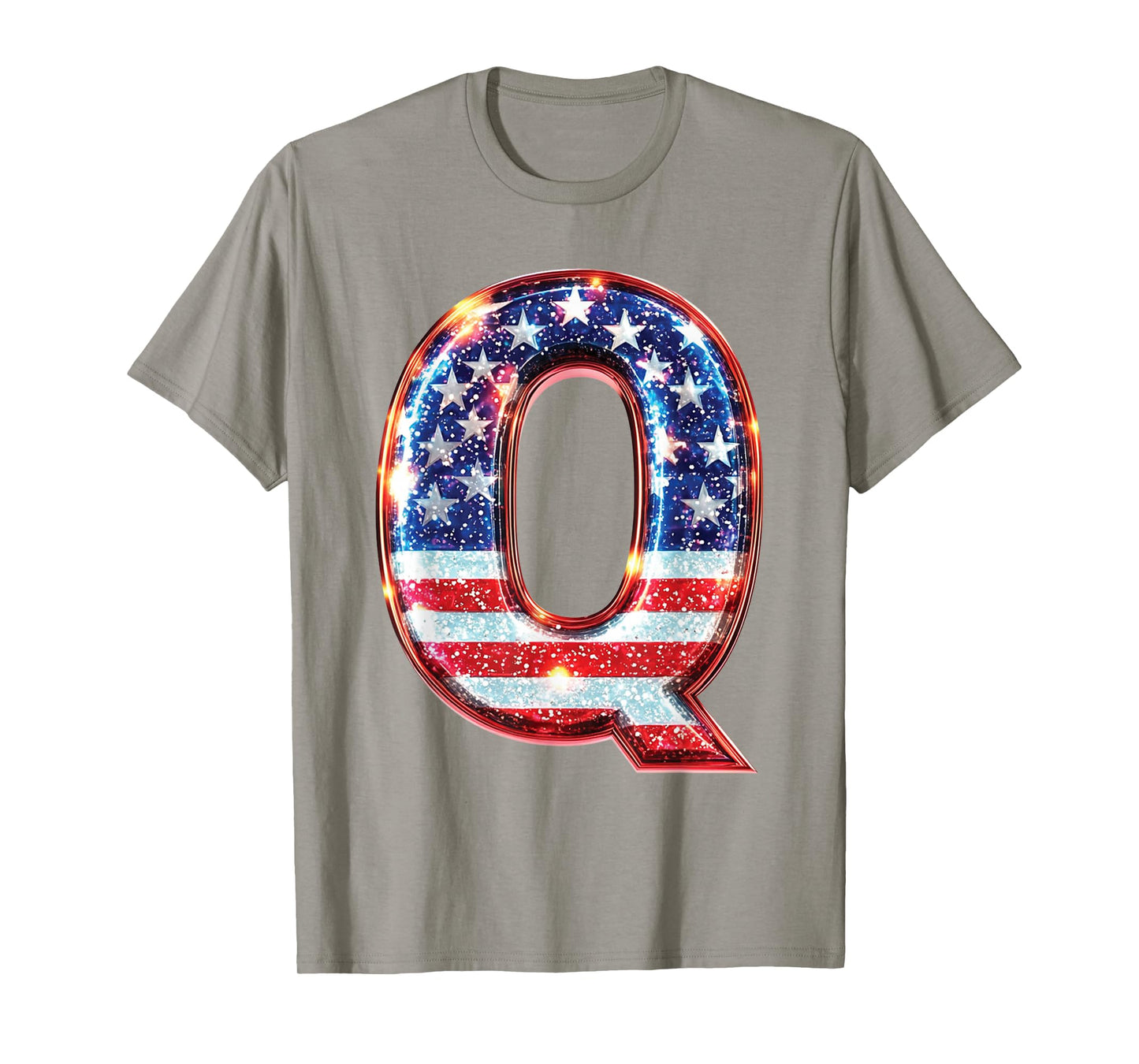 American Flag Letter Q Patriotic Alphabet T Shirt T-Shirt