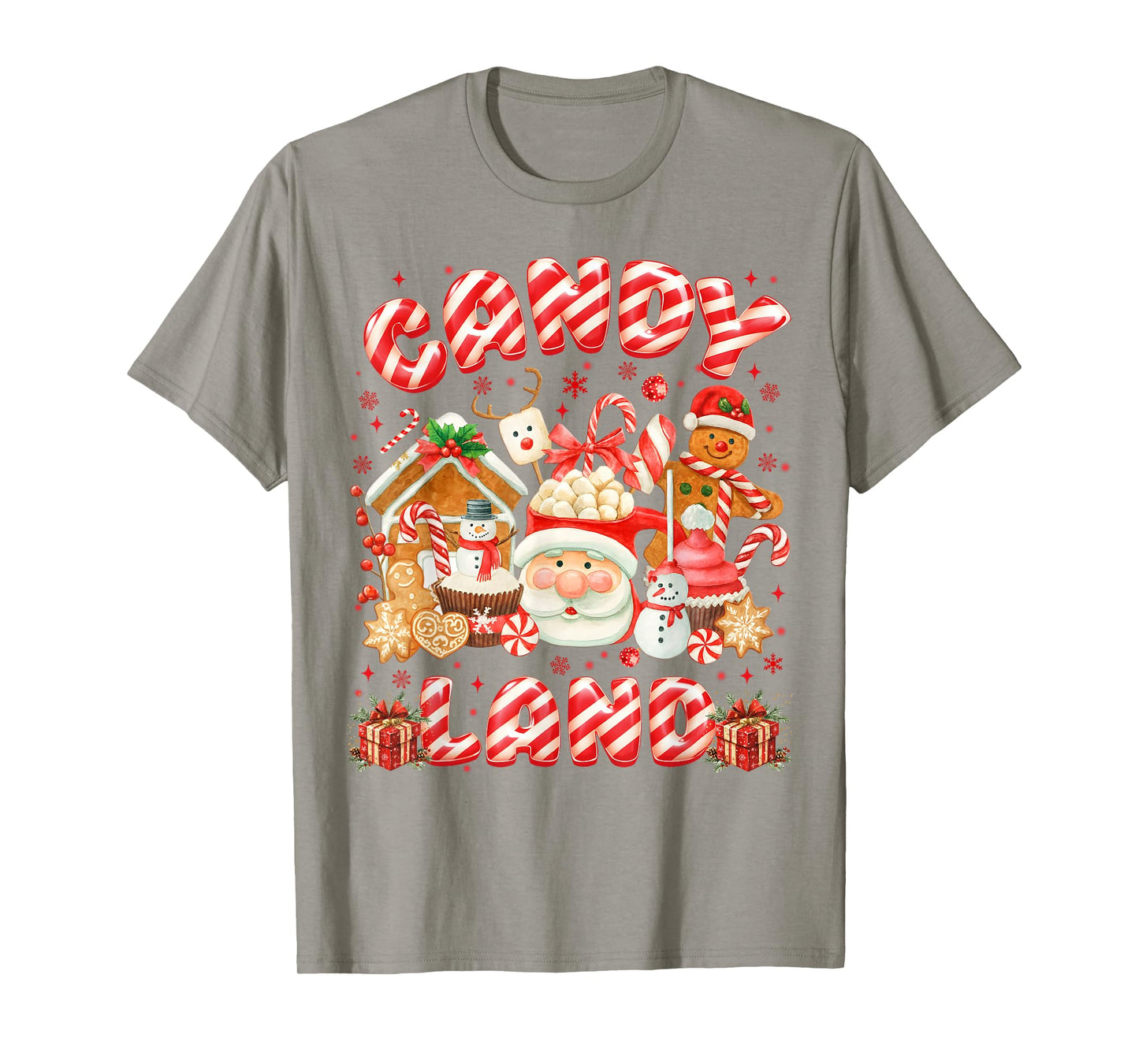 Vintage Candy Cane Land Santa PJs Christmas Xmas Girl Women T-Shirt