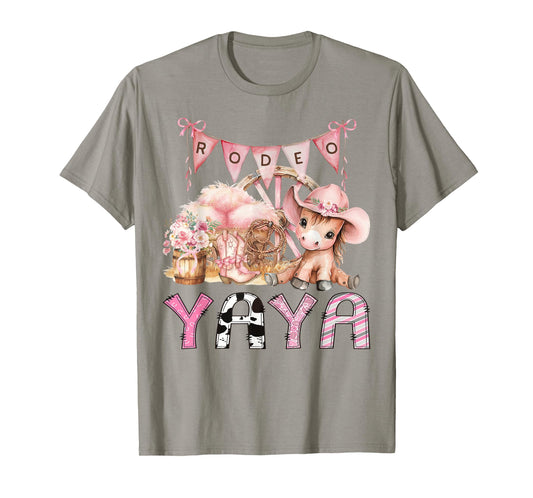 Rodeo Yaya Pink Cowgirl Coquette 1St Birthday Girl T-Shirt