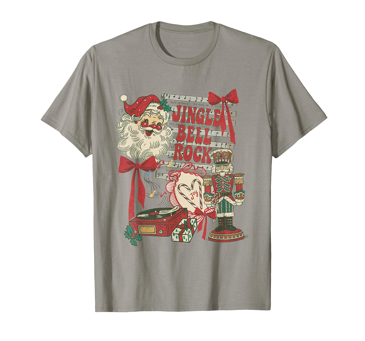 Vintage Funny Retro Christmas Collage Jingle Bell Rock Santa T-Shirt