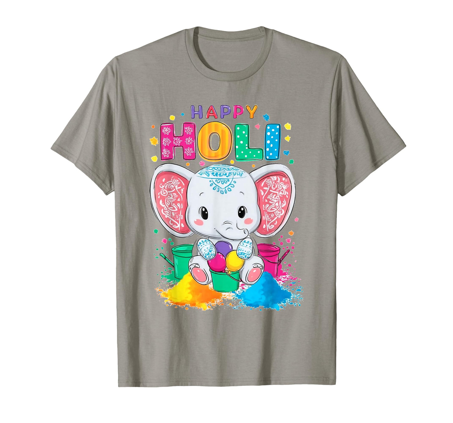 Kids Happy Holi Festival India Color Elephant Hindu Gifts T-Shirt
