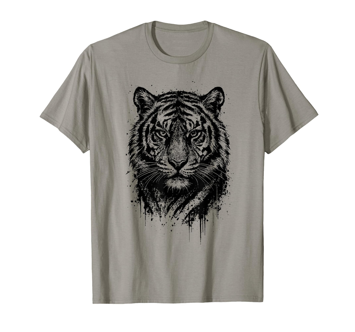 Tiger Ink Art Grunge Aesthetic Jungle Predator Portrait T-Shirt