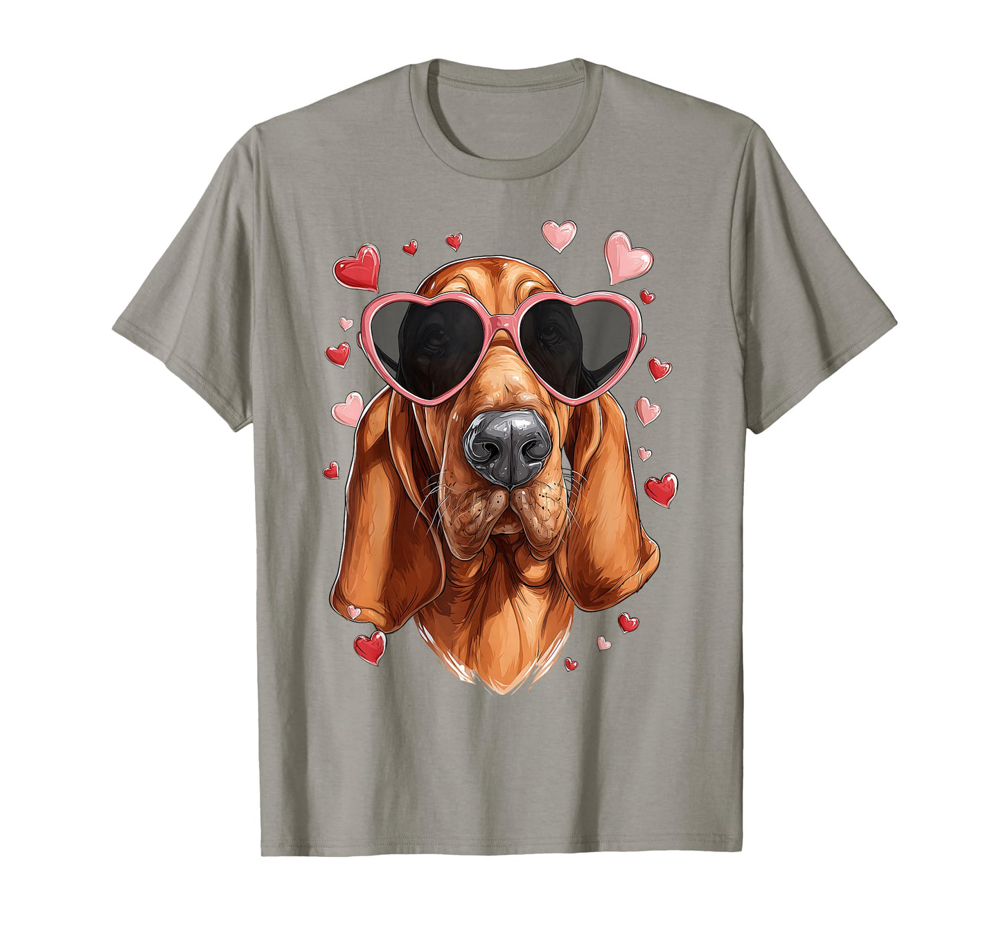 Bloodhound Dog Valentine's Day Heart Sunglasses T-Shirt
