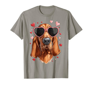 Bloodhound Dog Valentine's Day Heart Sunglasses T-Shirt
